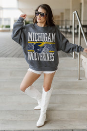 MICHIGAN WOLVERINES WILD TAILGATE PREMIUM FLEECE DROP SHOULDER CREWNECK PULLOVER