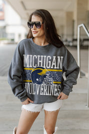 MICHIGAN WOLVERINES WILD TAILGATE PREMIUM FLEECE DROP SHOULDER CREWNECK PULLOVER