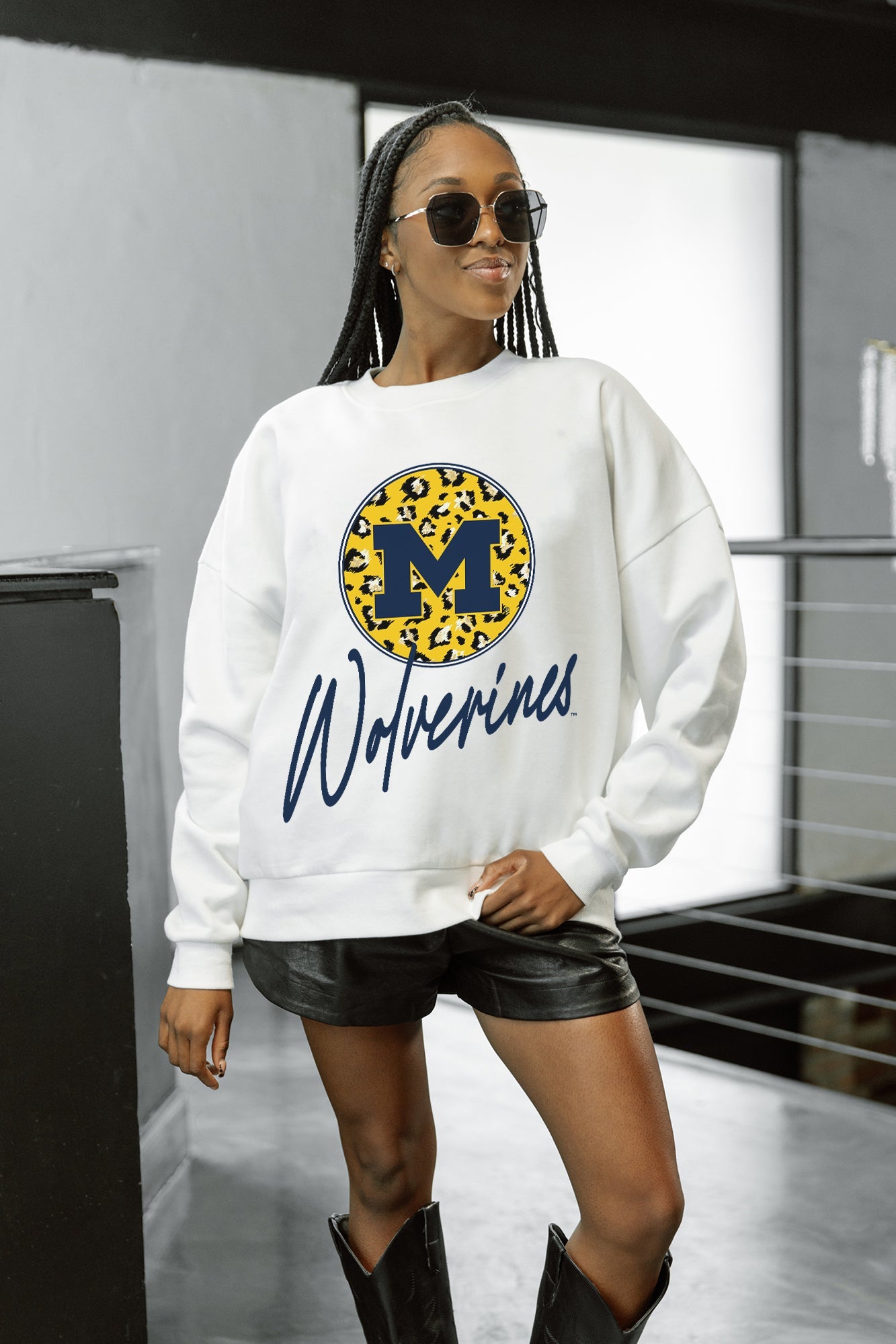 MICHIGAN WOLVERINES WILD BREAKTHROUGH PREMIUM FLEECE CREWNECK PULLOVER