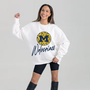 MICHIGAN WOLVERINES WILD BREAKTHROUGH PREMIUM FLEECE CREWNECK PULLOVER