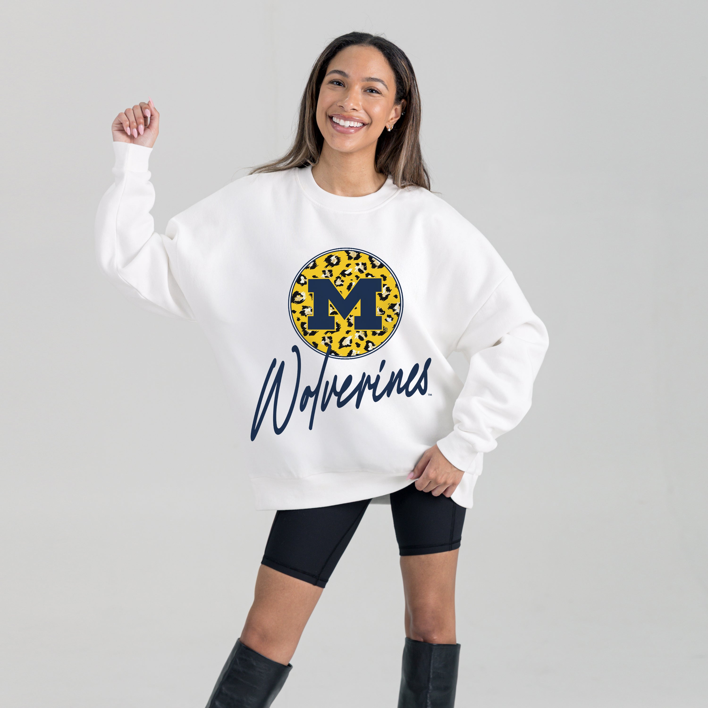 MICHIGAN WOLVERINES WILD BREAKTHROUGH PREMIUM FLEECE CREWNECK PULLOVER