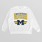 MICHIGAN WOLVERINES SWIFT STRIKE PREMIUM FLEECE DROP SHOULDER CREWNECK PULLOVER
