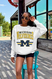 MICHIGAN WOLVERINES SWIFT STRIKE PREMIUM FLEECE DROP SHOULDER CREWNECK PULLOVER