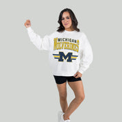 MICHIGAN WOLVERINES SWIFT STRIKE PREMIUM FLEECE DROP SHOULDER CREWNECK PULLOVER