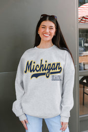 MICHIGAN WOLVERINES CLASSIC WIN PREMIUM FLEECE CREWNECK PULLOVER