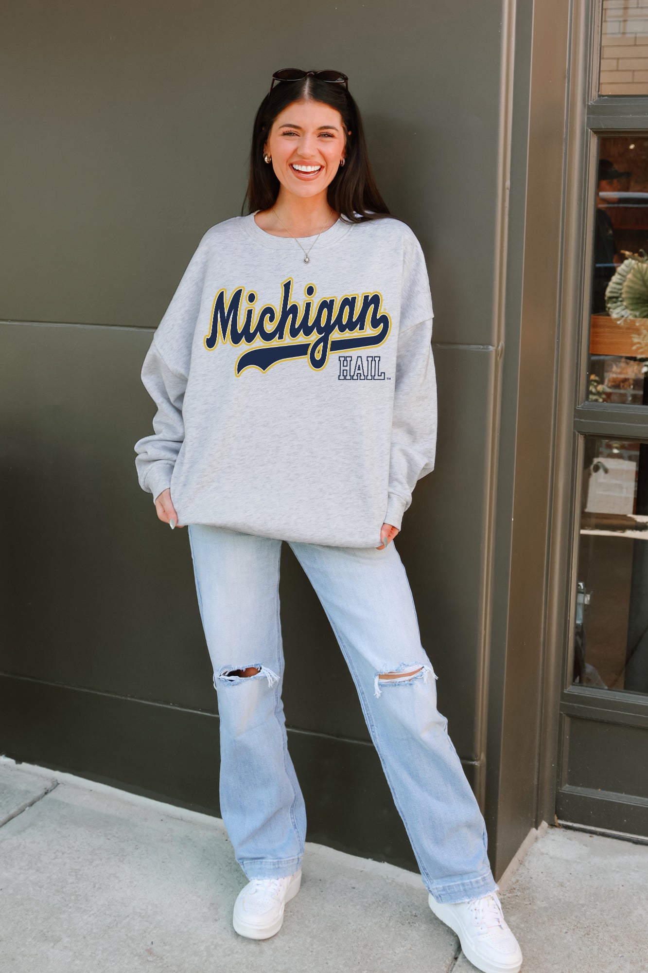 MICHIGAN WOLVERINES CLASSIC WIN PREMIUM FLEECE CREWNECK PULLOVER