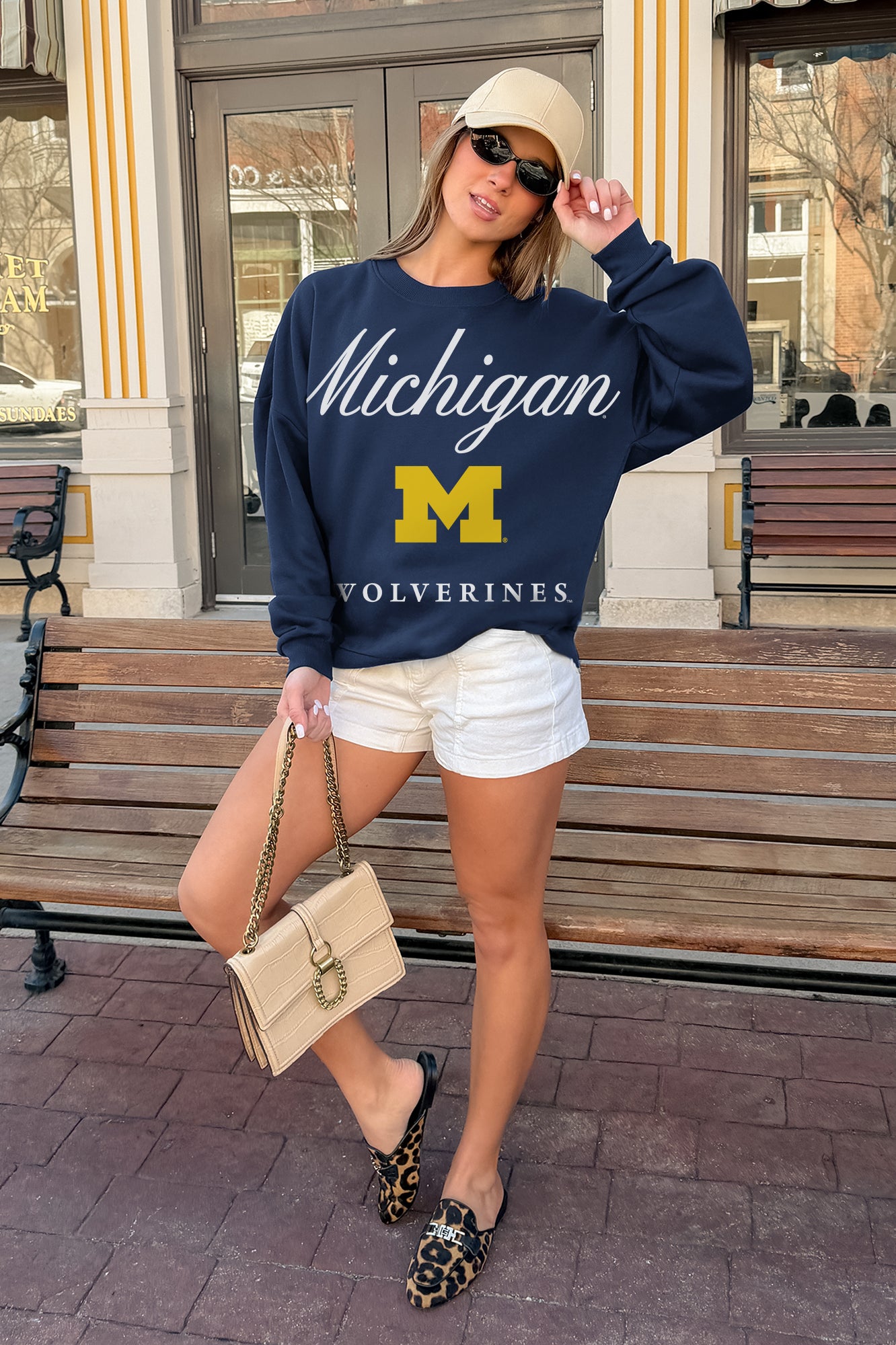 MICHIGAN WOLVERINES LEGACY CLUB PREMIUM FLEECE DROP SHOULDER CREWNECK PULLOVER