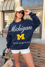 MICHIGAN WOLVERINES LEGACY CLUB PREMIUM FLEECE DROP SHOULDER CREWNECK PULLOVER