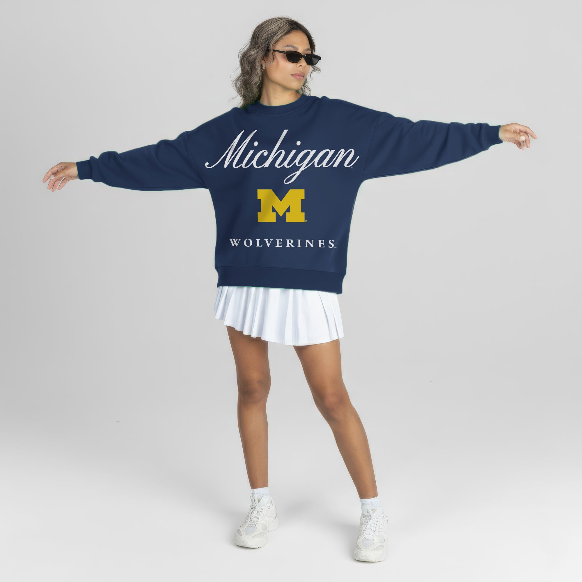 MICHIGAN WOLVERINES LEGACY CLUB PREMIUM FLEECE DROP SHOULDER CREWNECK PULLOVER
