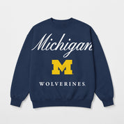 MICHIGAN WOLVERINES LEGACY CLUB PREMIUM FLEECE DROP SHOULDER CREWNECK PULLOVER