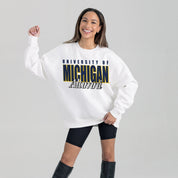 MICHIGAN WOLVERINES ALUMNI ERA PREMIUM DROP SHOULDER FLEECE CREWNECK PULLOVER