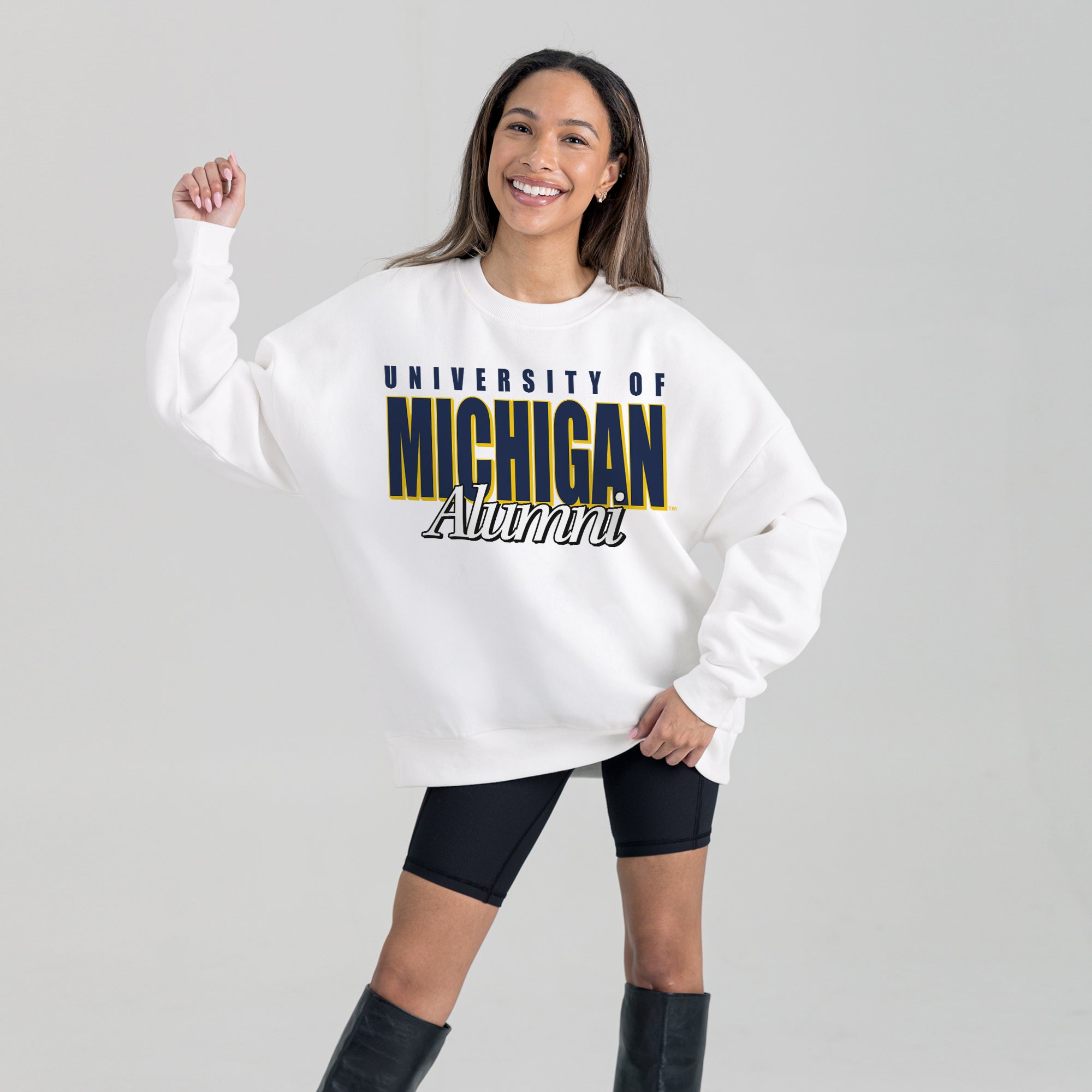 MICHIGAN WOLVERINES ALUMNI ERA PREMIUM DROP SHOULDER FLEECE CREWNECK PULLOVER