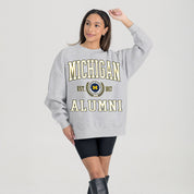 MICHIGAN WOLVERINES DEGREE UNLOCKED PREMIUM DROP SHOULDER FLEECE CREWNECK PULLOVER