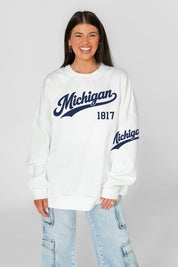 MICHIGAN WOLVERINES DAY ONE PREMIUM FLEECE UNISEX CREWNECK PULLOVER