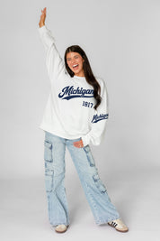 MICHIGAN WOLVERINES DAY ONE PREMIUM FLEECE UNISEX CREWNECK PULLOVER