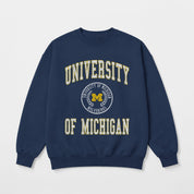 MICHIGAN WOLVERINES PRIME PLAY PREMIUM FLEECE DROP SHOULDER CREWNECK PULLOVER