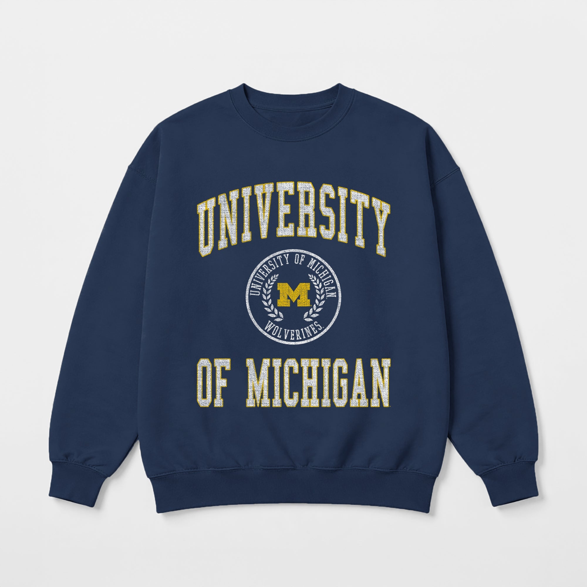 MICHIGAN WOLVERINES PRIME PLAY PREMIUM FLEECE DROP SHOULDER CREWNECK PULLOVER