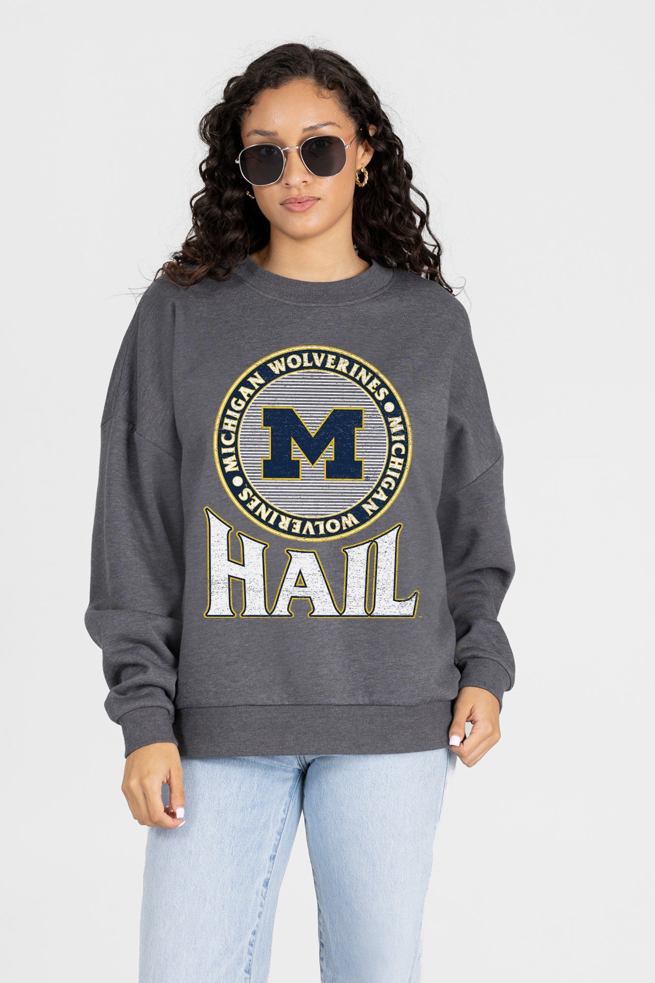 MICHIGAN WOLVERINES SATURDAY SEAL PREMIUM FLEECE DROP SHOULDER CREWNECK PULLOVER