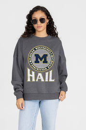MICHIGAN WOLVERINES SATURDAY SEAL PREMIUM FLEECE DROP SHOULDER CREWNECK PULLOVER