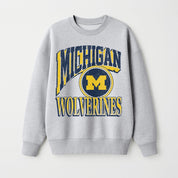 MICHIGAN WOLVERINES GAME ON PREMIUM FLEECE DROP SHOULDER CREWNECK PULLOVER
