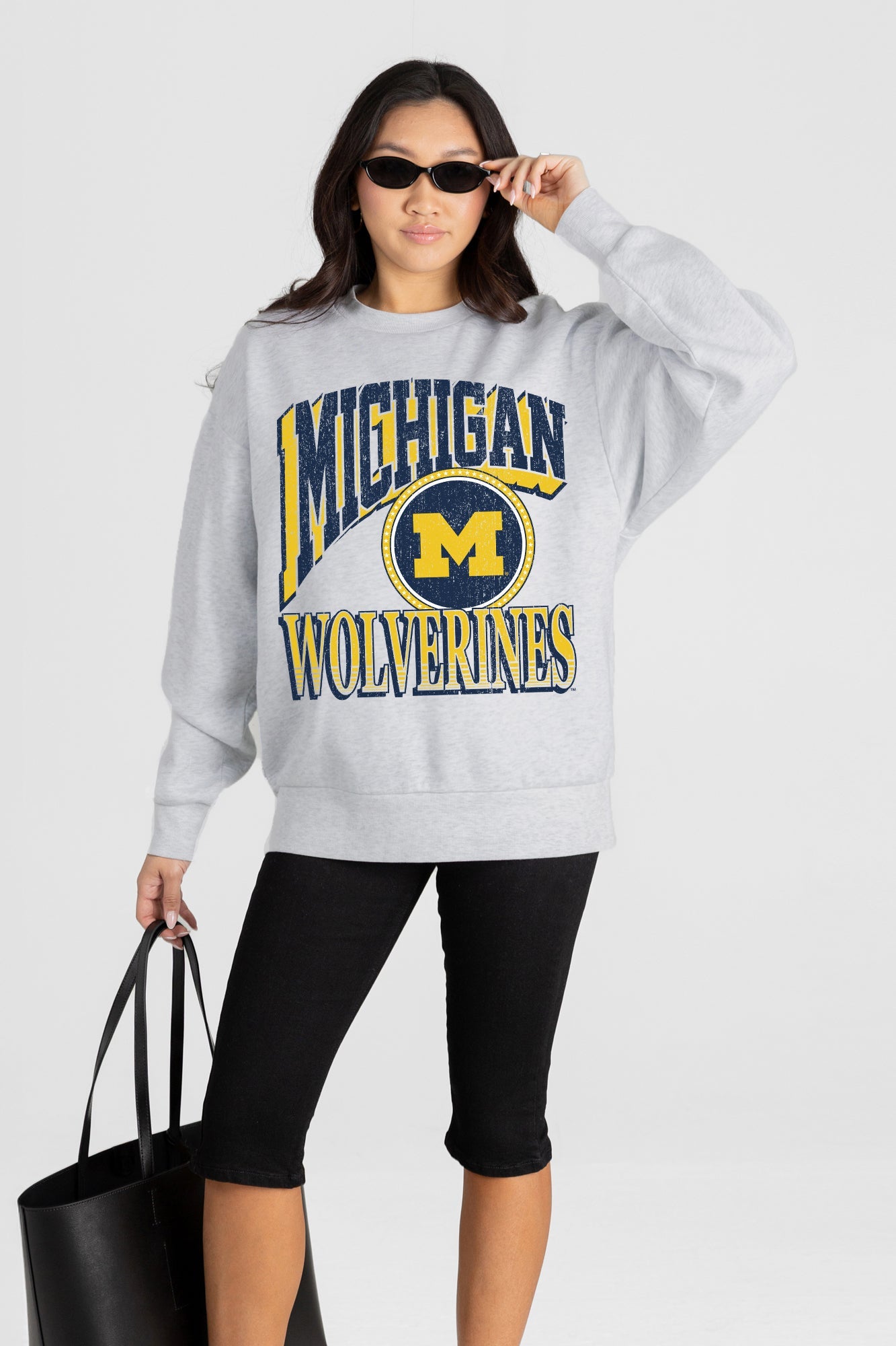MICHIGAN WOLVERINES GAME ON PREMIUM FLEECE DROP SHOULDER CREWNECK PULLOVER