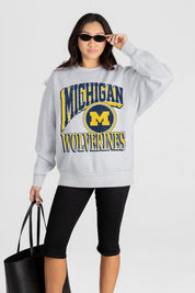 MICHIGAN WOLVERINES GAME ON PREMIUM FLEECE DROP SHOULDER CREWNECK PULLOVER