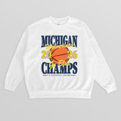 MICHIGAN WOLVERINES 2026 MEN'S NATIONAL BASKETBALL CHAMPIONS PREMIUM DROP SHOULDER FLEECE CREWNECK PULLOVER