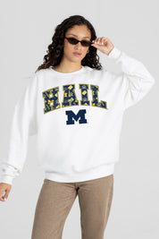 MICHIGAN WOLVERINES SWEET PLAY PREMIUM FLEECE DROP SHOULDER CREWNECK PULLOVER