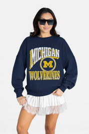 MICHIGAN WOLVERINES MAIN CHARACTER PREMIUM FLEECE DROP SHOULDER CREWNECK PULLOVER