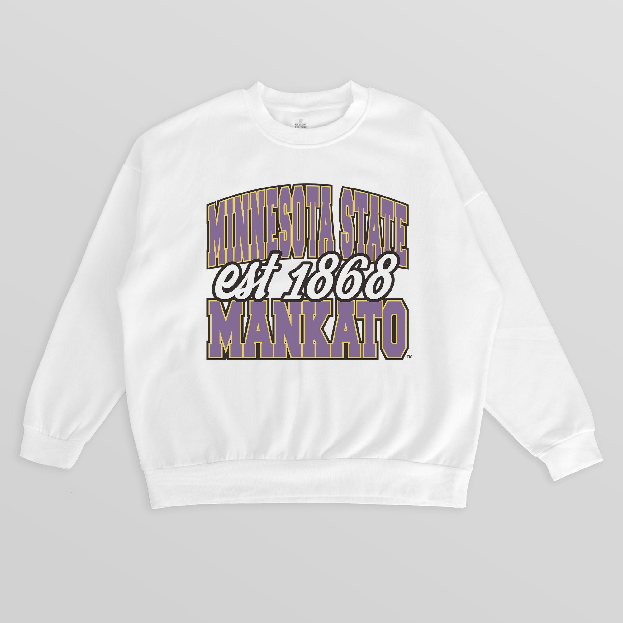 MINNESOTA STATE MANKATO MAVERICKS FADED FORMATION PREMIUM FLEECE DROP SHOULDER CREWNECK PULLOVER