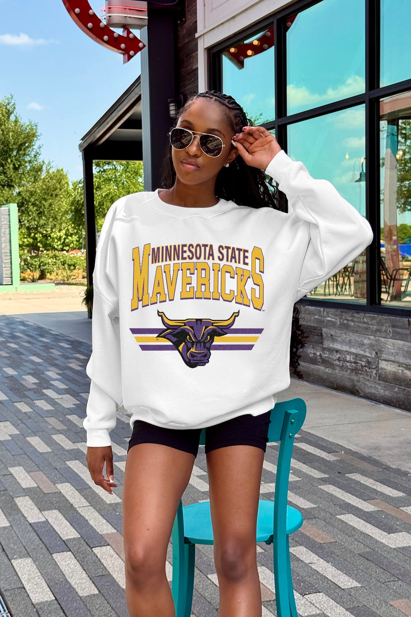 MINNESOTA STATE MANKATO MAVERICKS SWIFT STRIKE PREMIUM FLEECE DROP SHOULDER CREWNECK PULLOVER