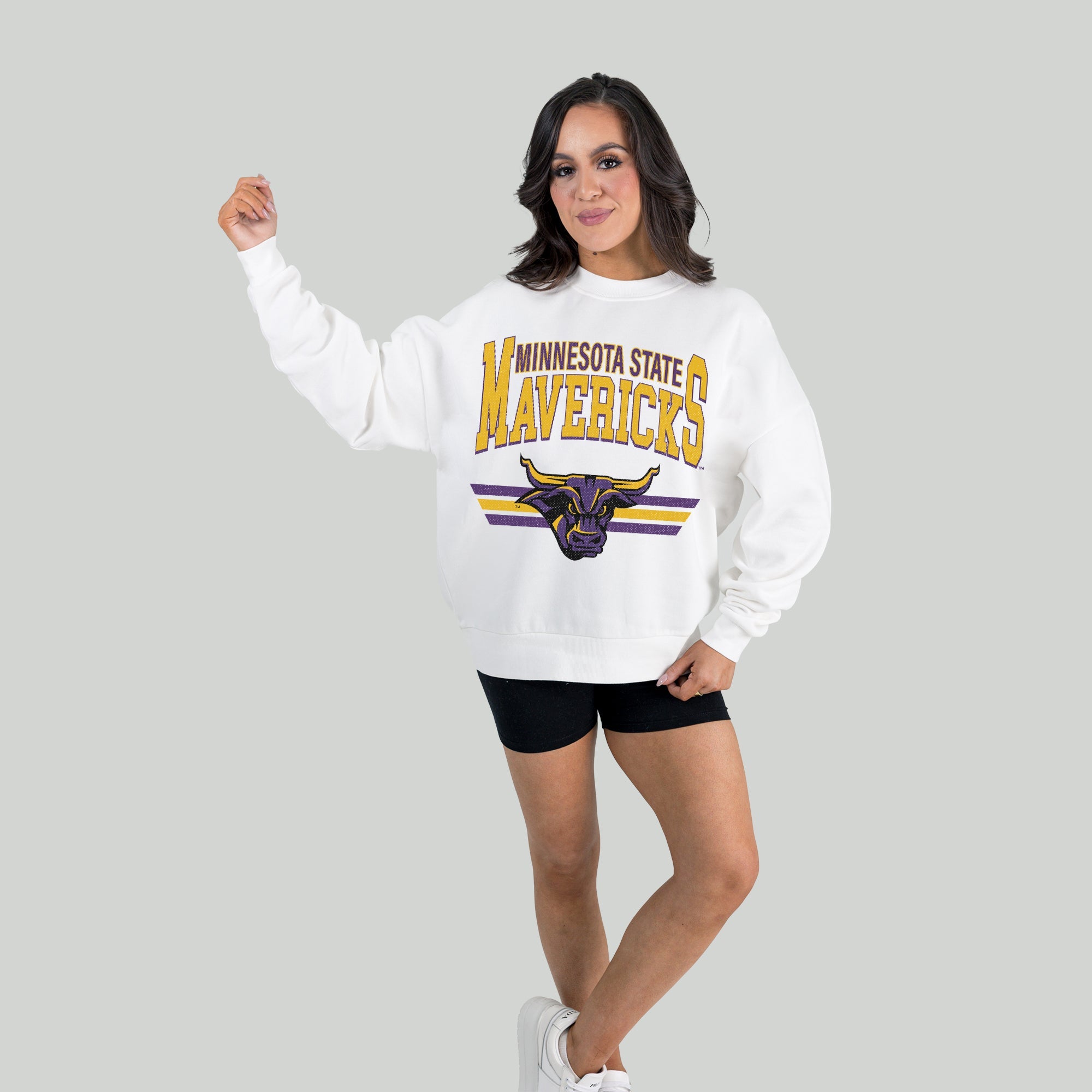 MINNESOTA STATE MANKATO MAVERICKS SWIFT STRIKE PREMIUM FLEECE DROP SHOULDER CREWNECK PULLOVER