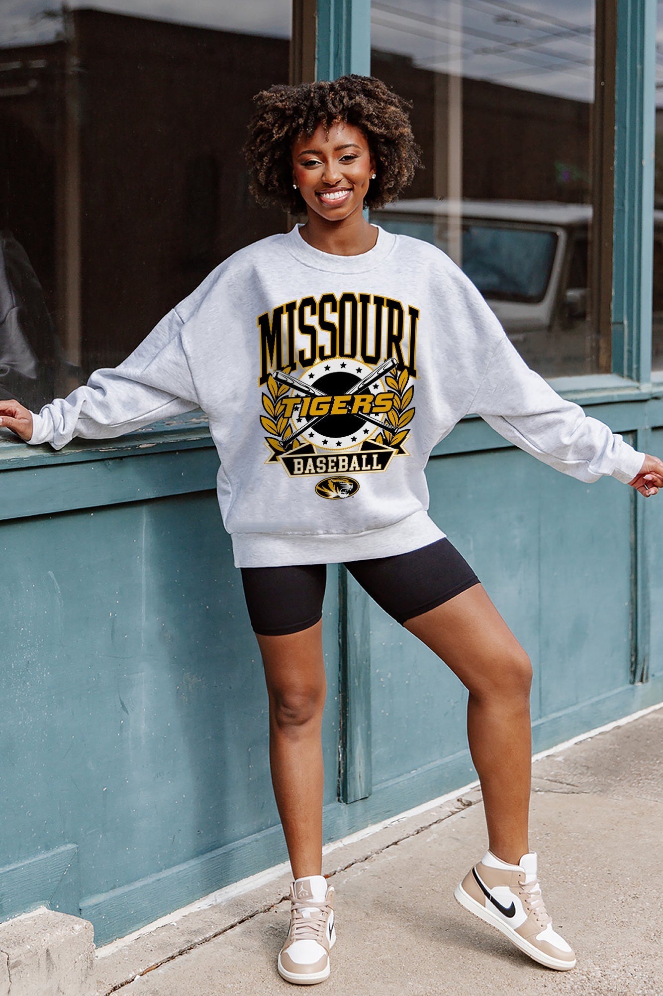 MISSOURI TIGERS BASES LOADED PREMIUM FLEECE DROP SHOULDER CREWNECK PULLOVER