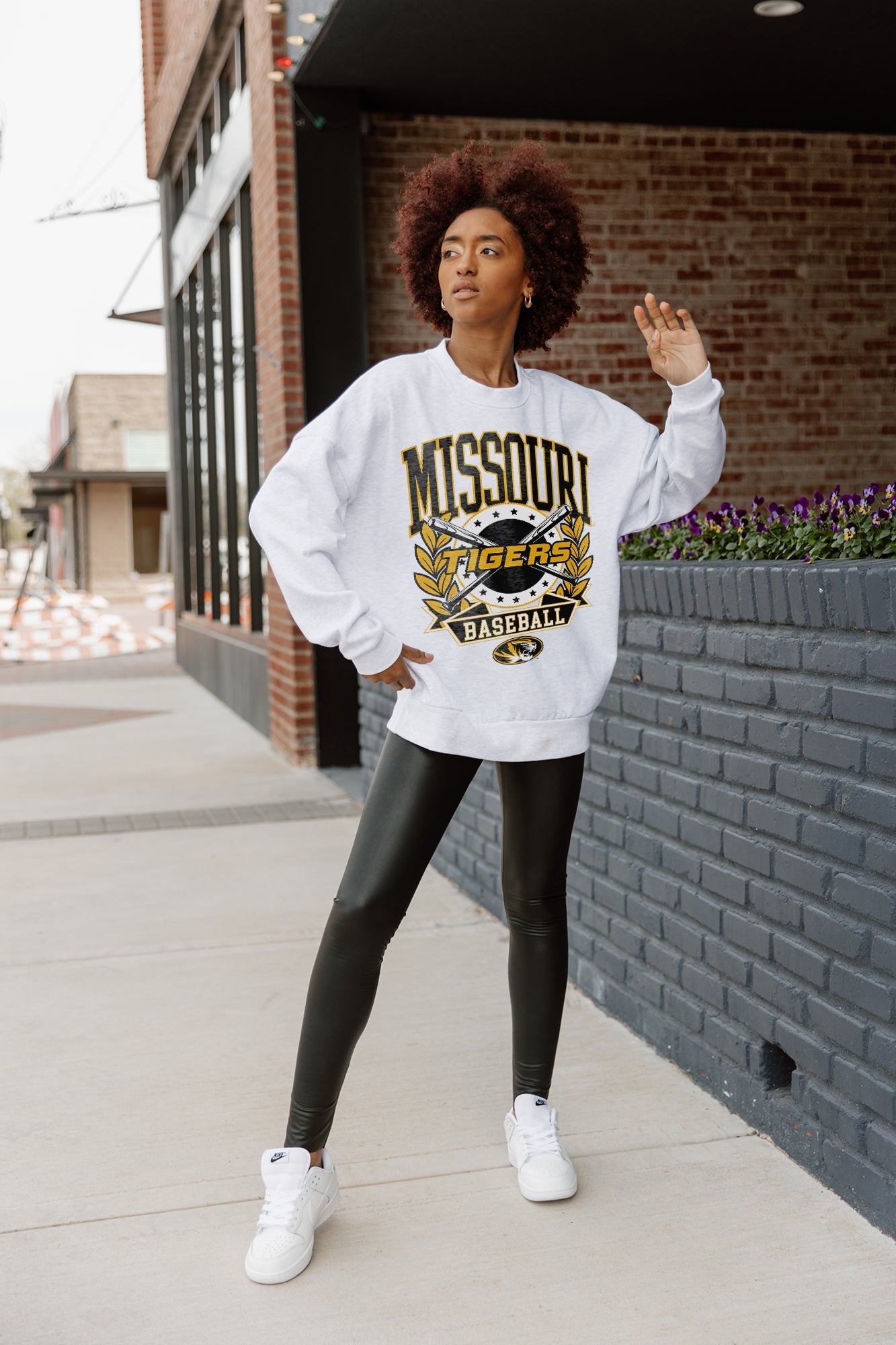 MISSOURI TIGERS BASES LOADED PREMIUM FLEECE DROP SHOULDER CREWNECK PULLOVER