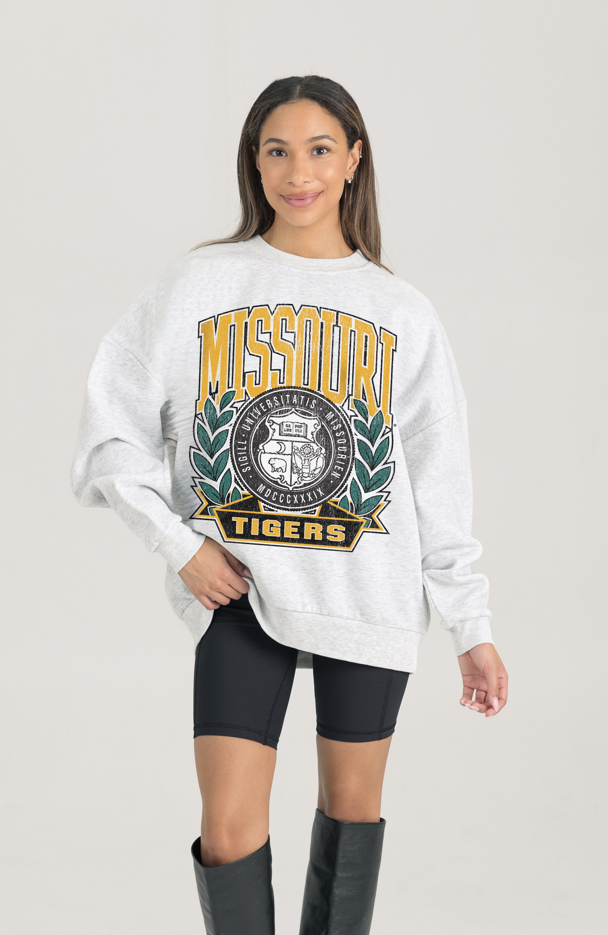 MISSOURI TIGERS HERITAGE PREMIUM FLEECE DROP SHOULDER CREWNECK PULLOVER