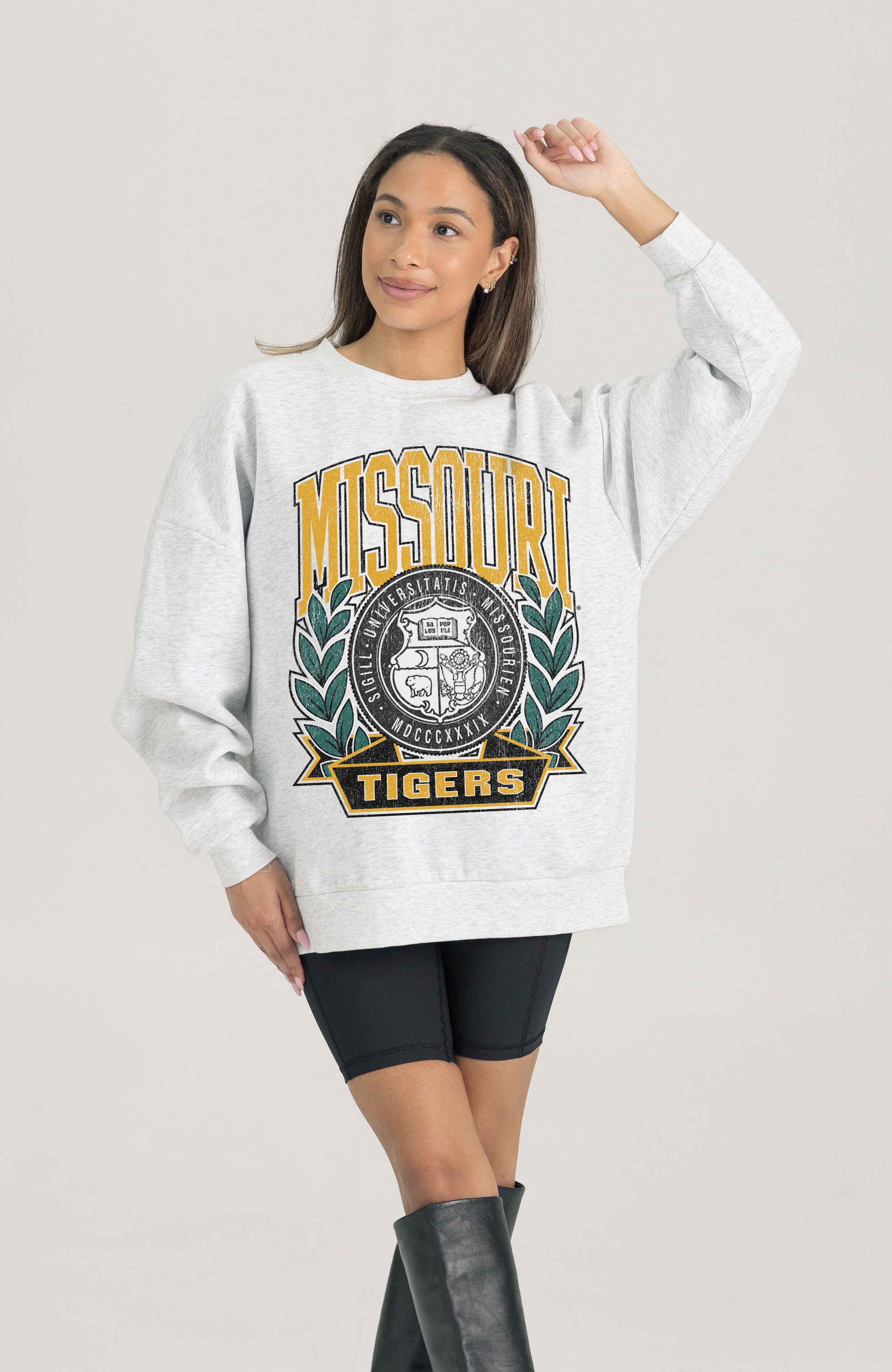 MISSOURI TIGERS HERITAGE PREMIUM FLEECE DROP SHOULDER CREWNECK PULLOVER