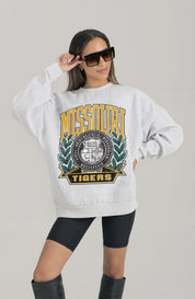 MISSOURI TIGERS HERITAGE PREMIUM FLEECE DROP SHOULDER CREWNECK PULLOVER