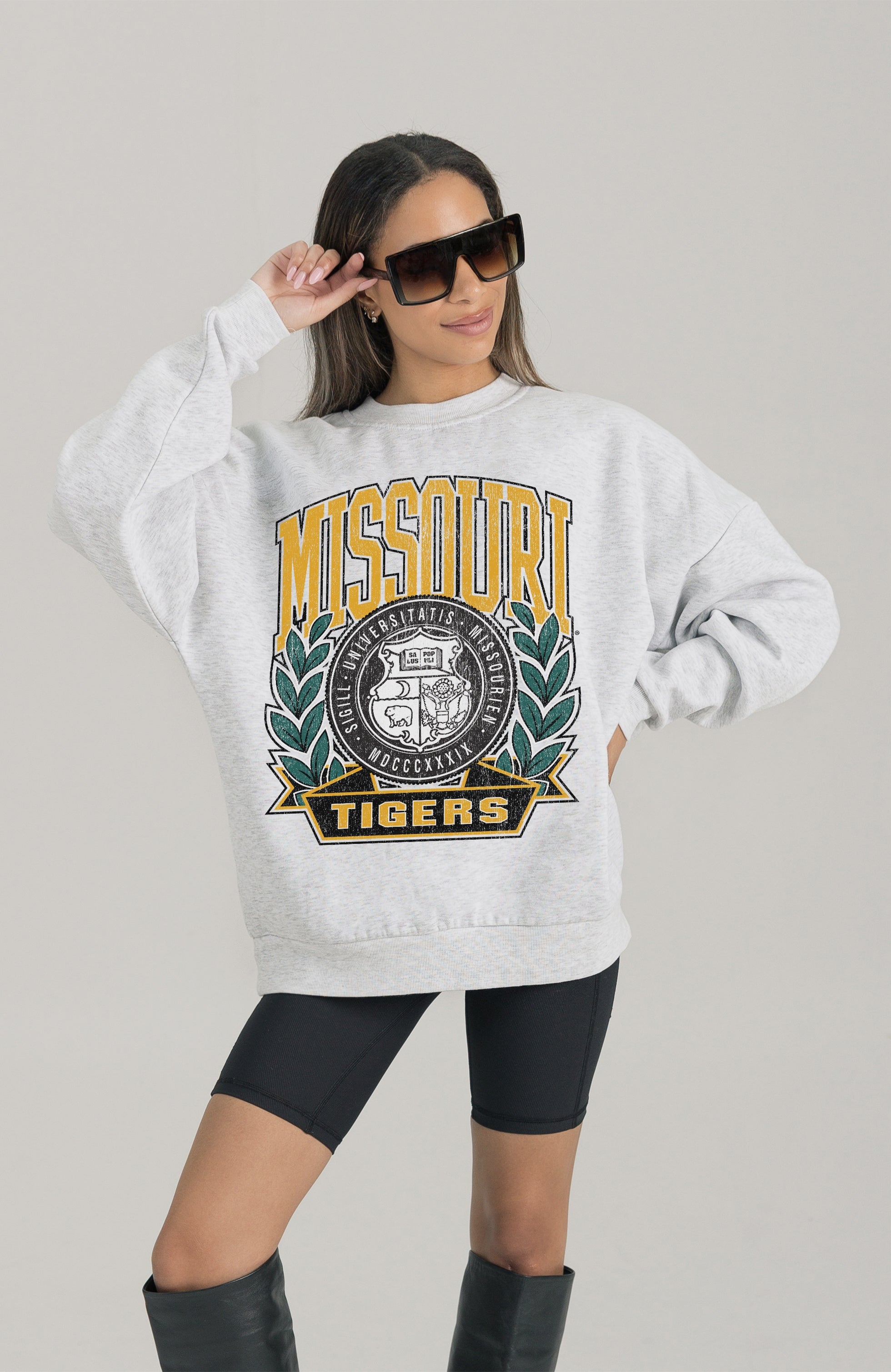 MISSOURI TIGERS HERITAGE PREMIUM FLEECE DROP SHOULDER CREWNECK PULLOVER