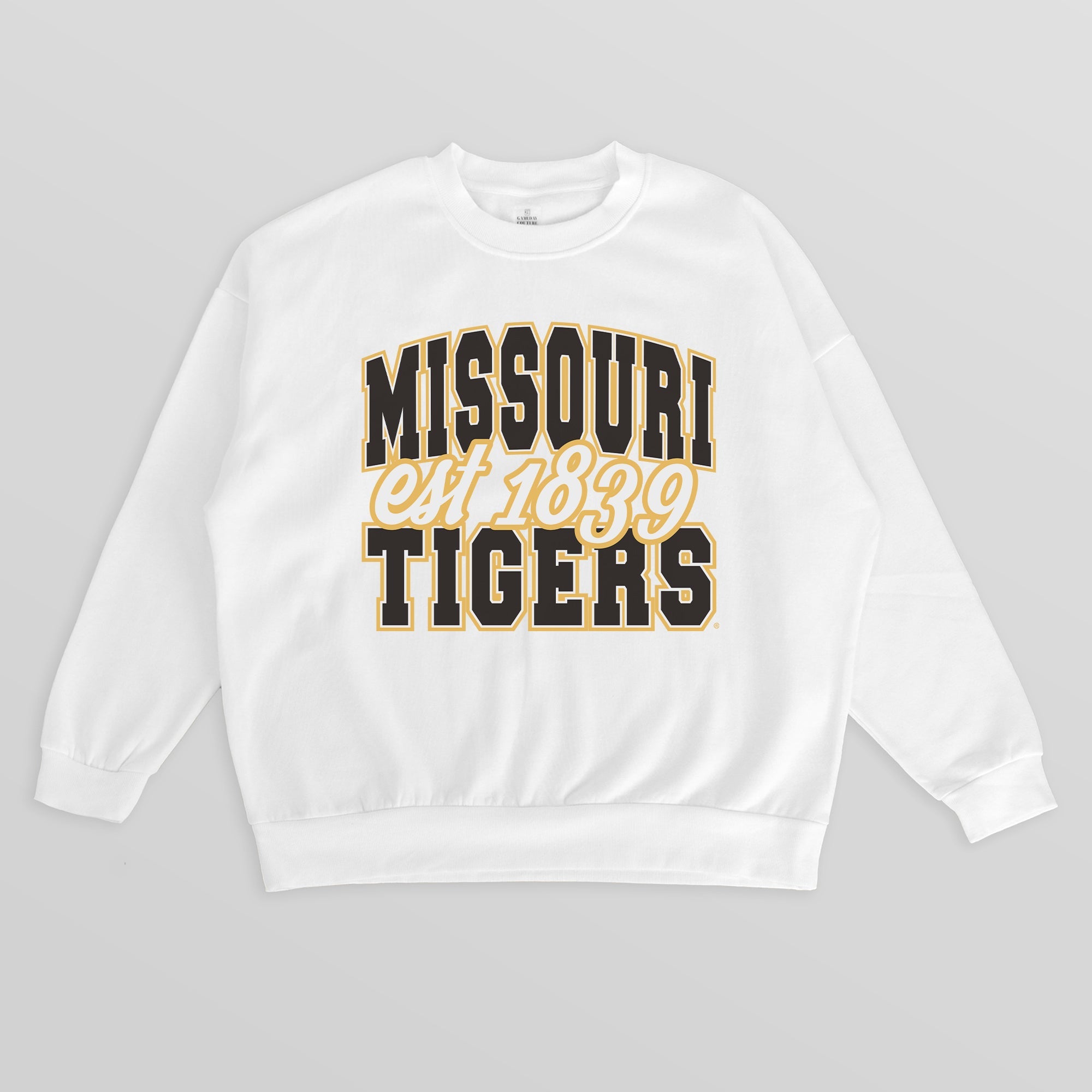 MISSOURI TIGERS FADED FORMATION PREMIUM FLEECE DROP SHOULDER CREWNECK PULLOVER