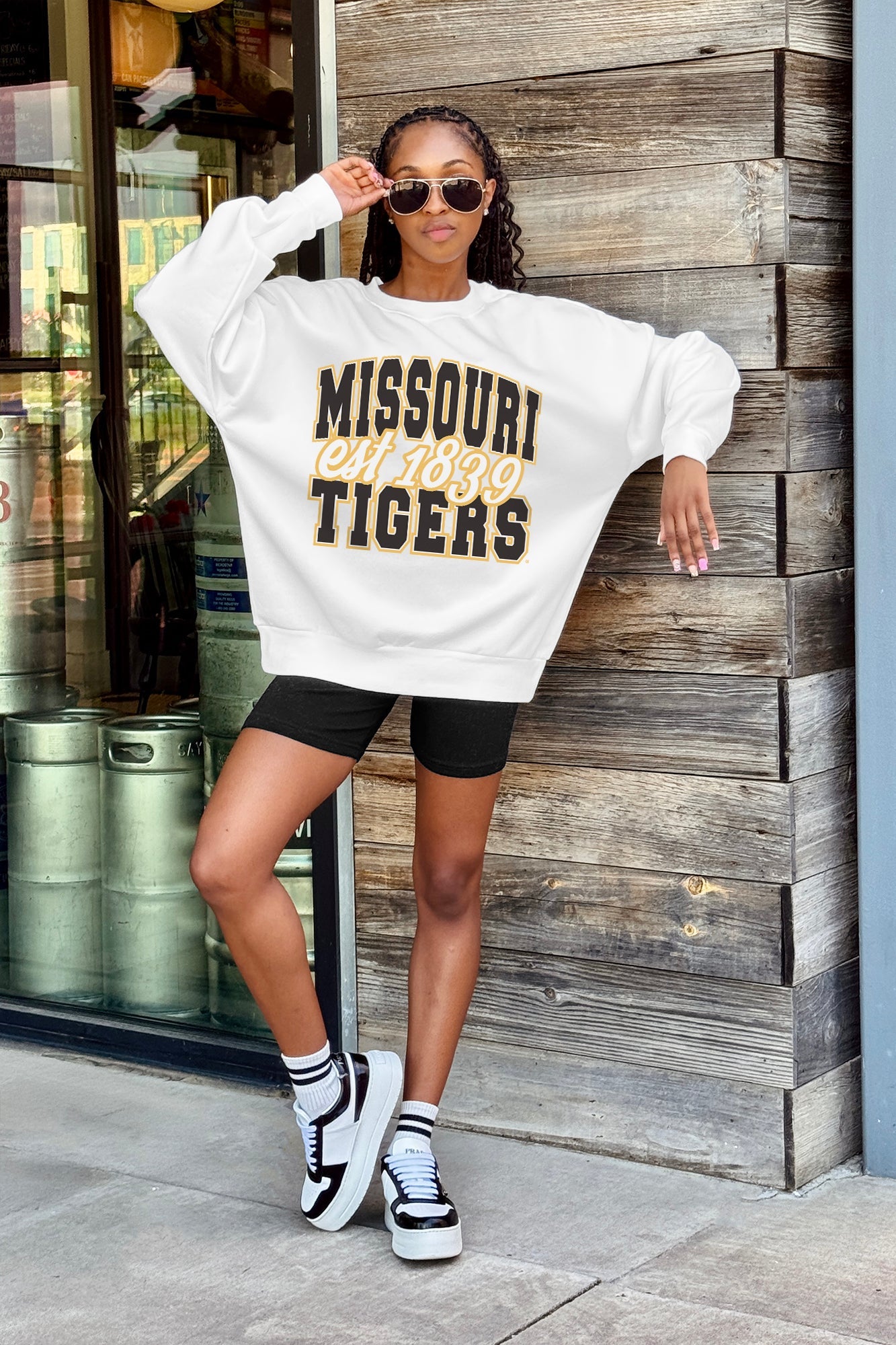 MISSOURI TIGERS FADED FORMATION PREMIUM FLEECE DROP SHOULDER CREWNECK PULLOVER