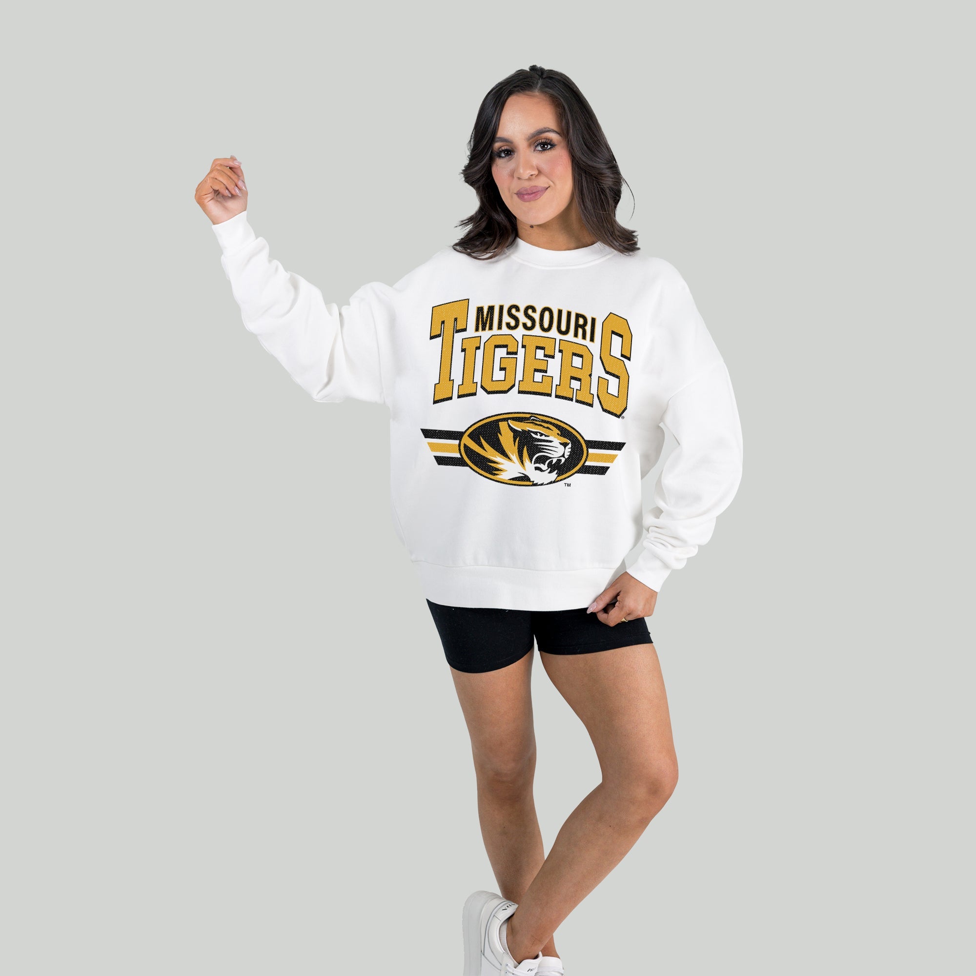 MISSOURI TIGERS SWIFT STRIKE PREMIUM FLEECE DROP SHOULDER CREWNECK PULLOVER
