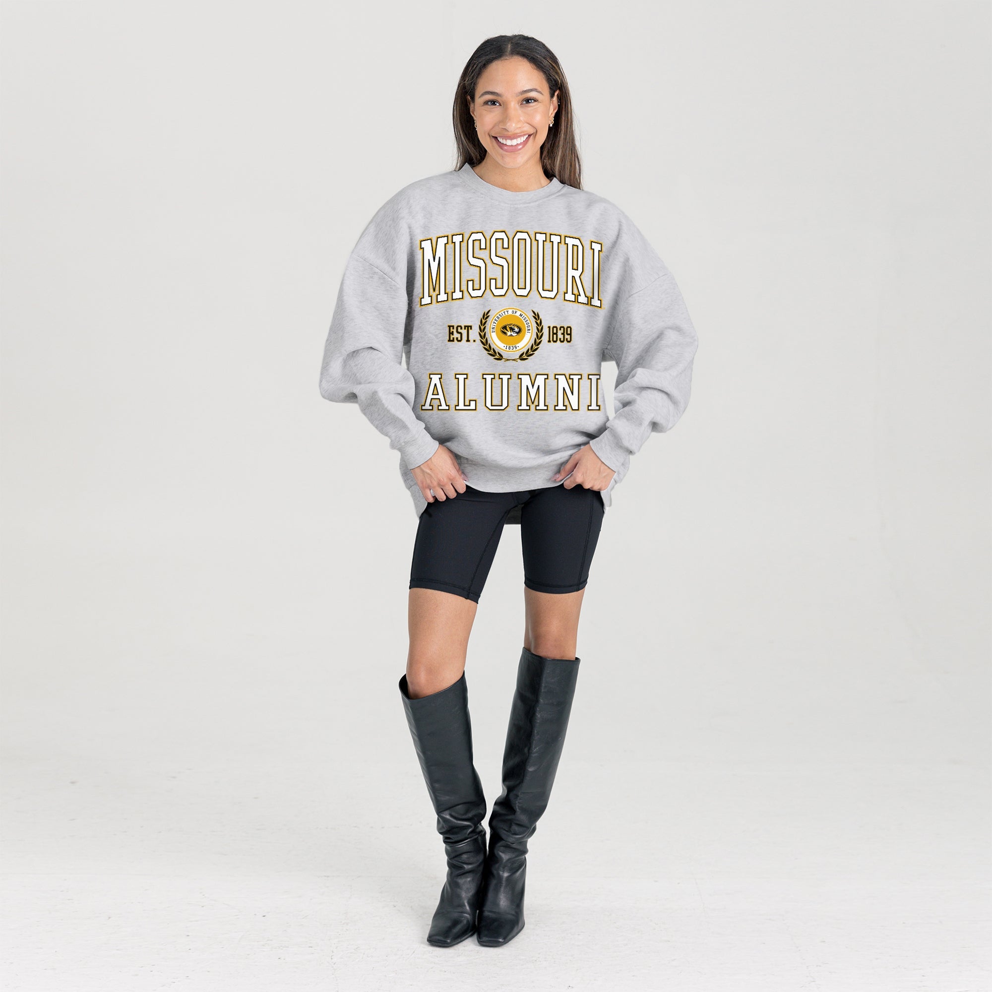 MISSOURI TIGERS DEGREE UNLOCKED PREMIUM DROP SHOULDER FLEECE CREWNECK PULLOVER
