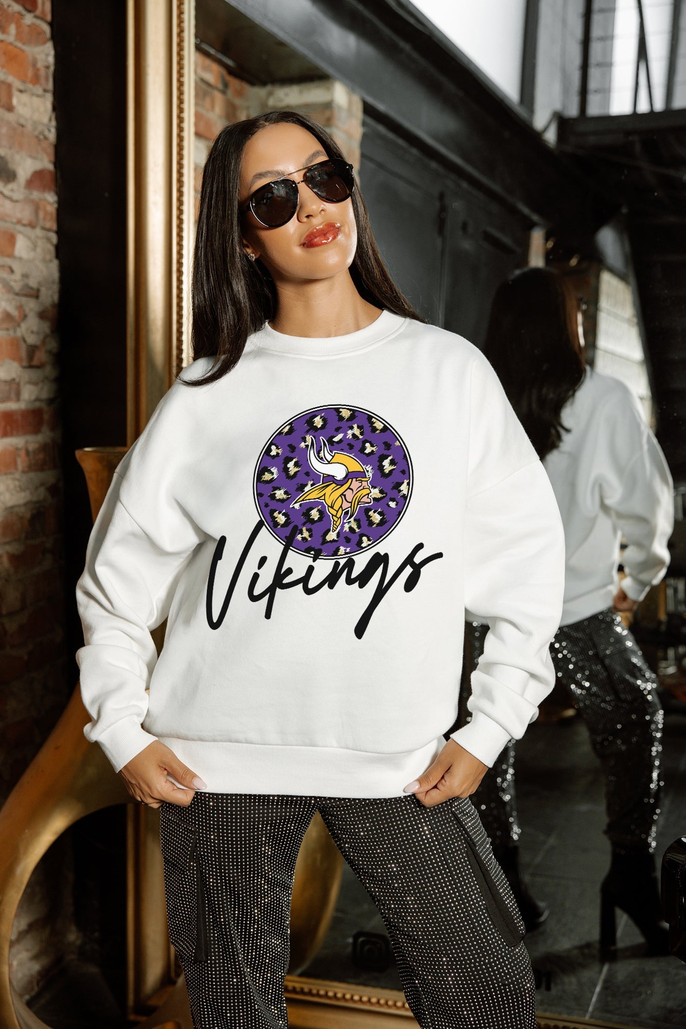 MINNESOTA VIKINGS WILD BREAKTHROUGH PREMIUM FLEECE CREWNECK PULLOVER