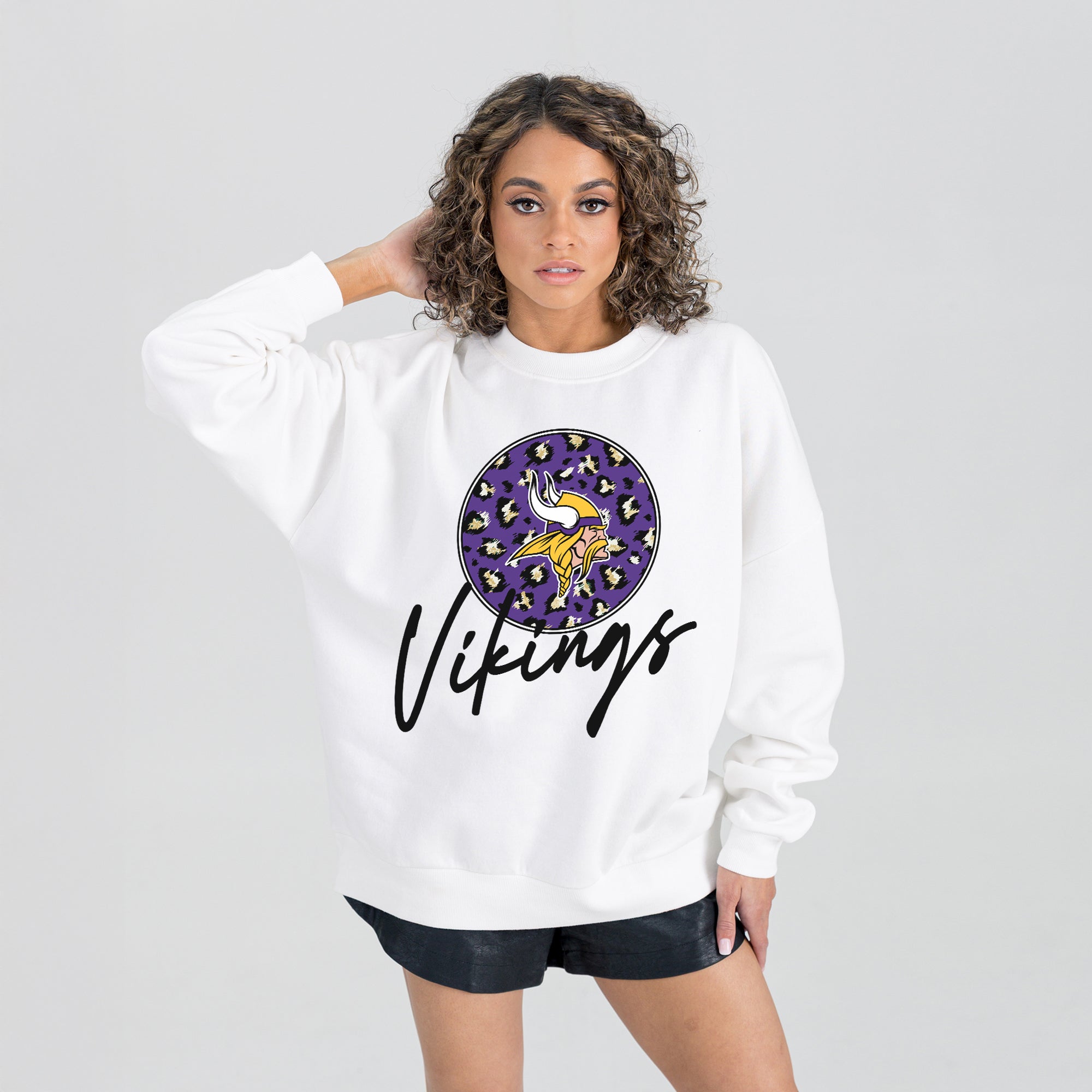 MINNESOTA VIKINGS WILD BREAKTHROUGH PREMIUM FLEECE CREWNECK PULLOVER