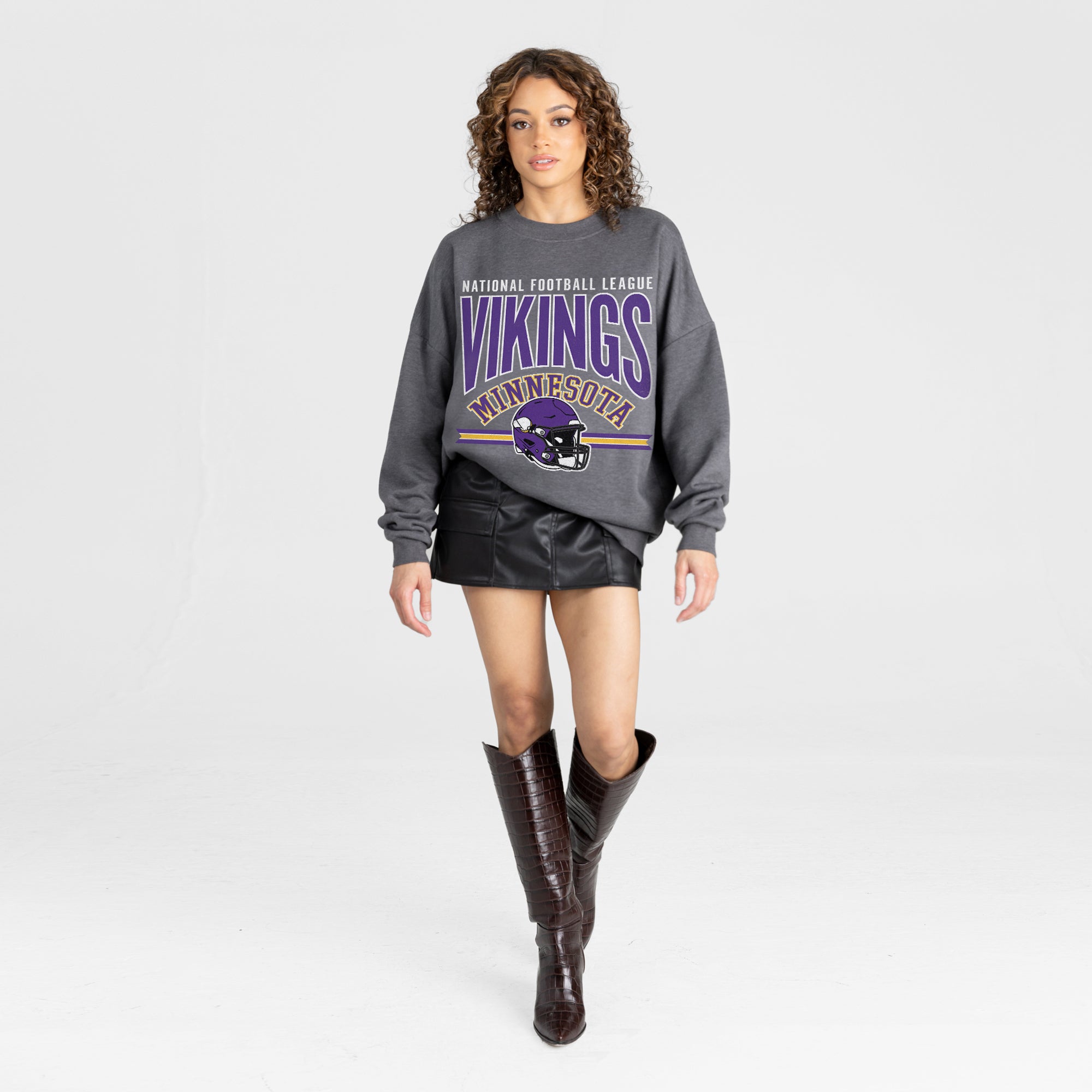 MINNESOTA VIKINGS KICKOFF CLASSIC PREMIUM FLEECE DROP SHOULDER CREWNECK PULLOVER