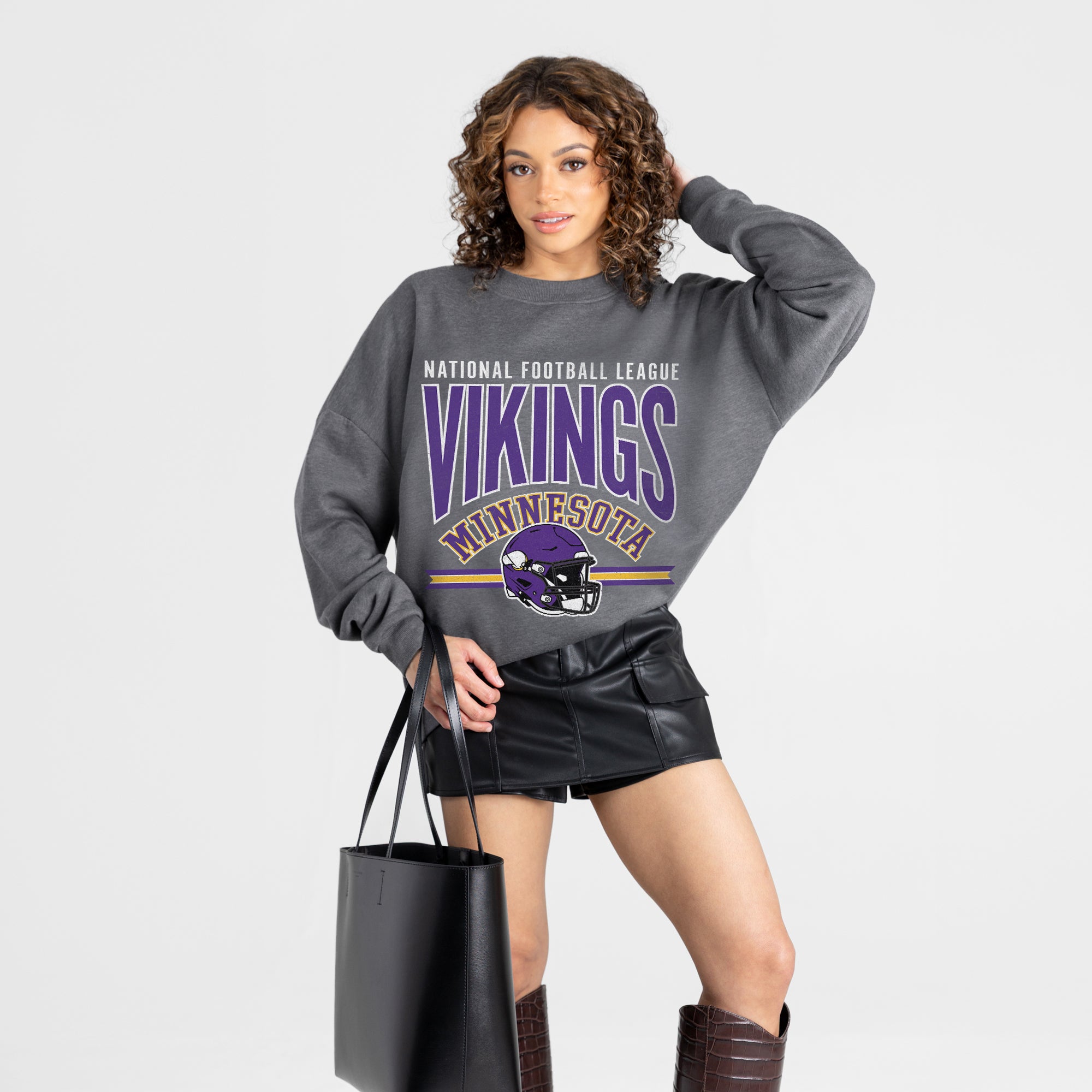 MINNESOTA VIKINGS KICKOFF CLASSIC PREMIUM FLEECE DROP SHOULDER CREWNECK PULLOVER