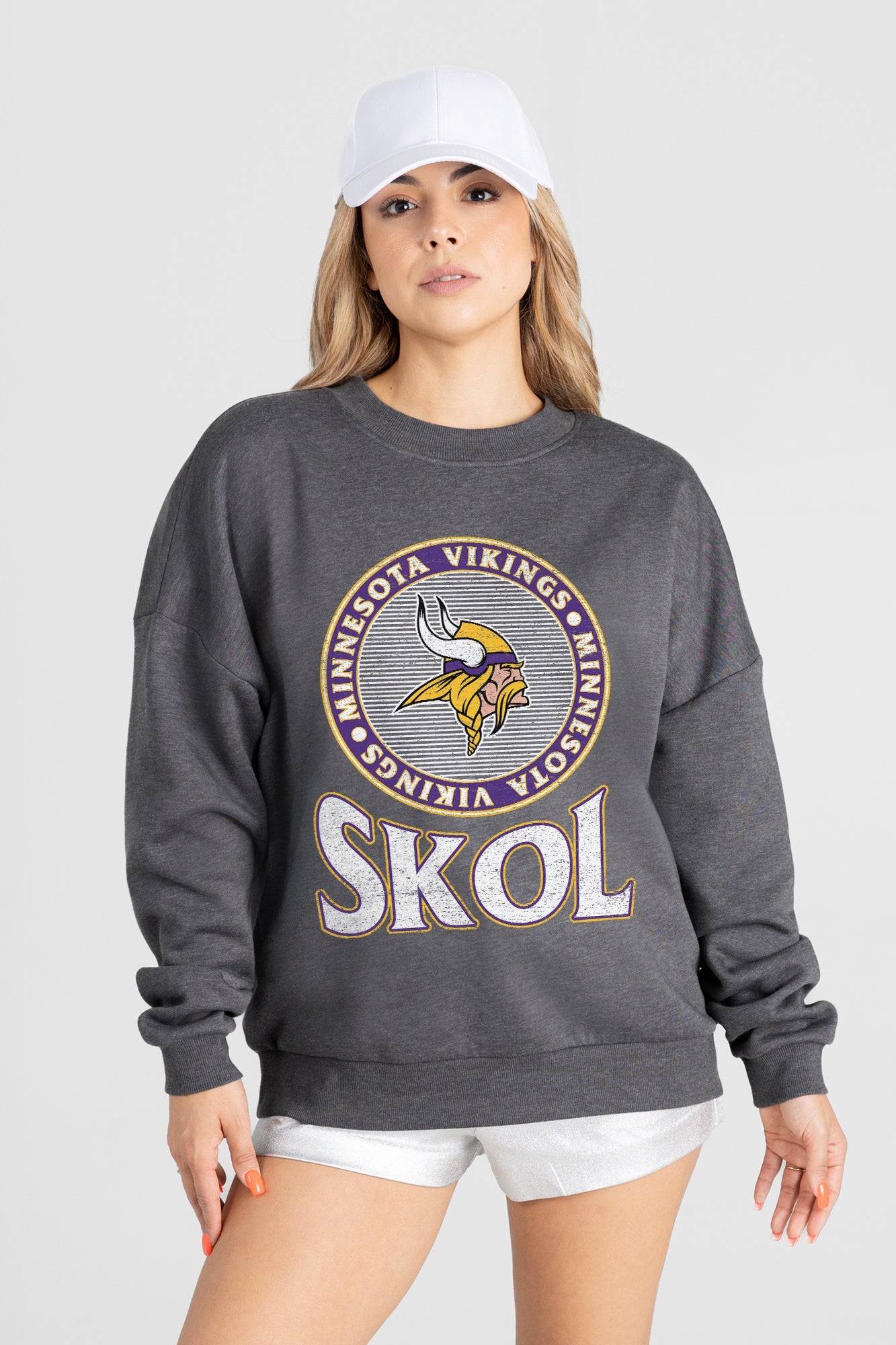 MINNESOTA VIKINGS SATURDAY SEAL PREMIUM FLEECE DROP SHOULDER CREWNECK PULLOVER