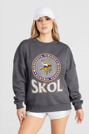 MINNESOTA VIKINGS SATURDAY SEAL PREMIUM FLEECE DROP SHOULDER CREWNECK PULLOVER
