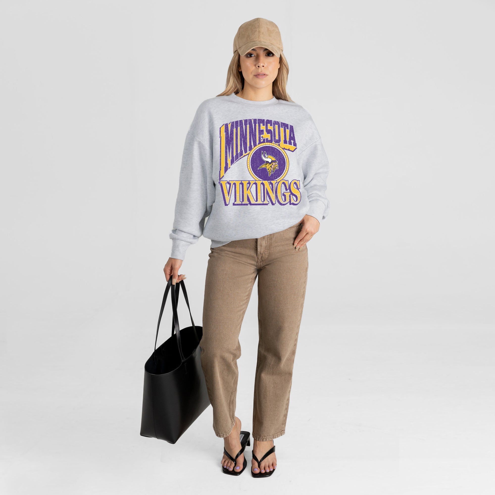 MINNESOTA VIKINGS GAME ON PREMIUM FLEECE DROP SHOULDER CREWNECK PULLOVER