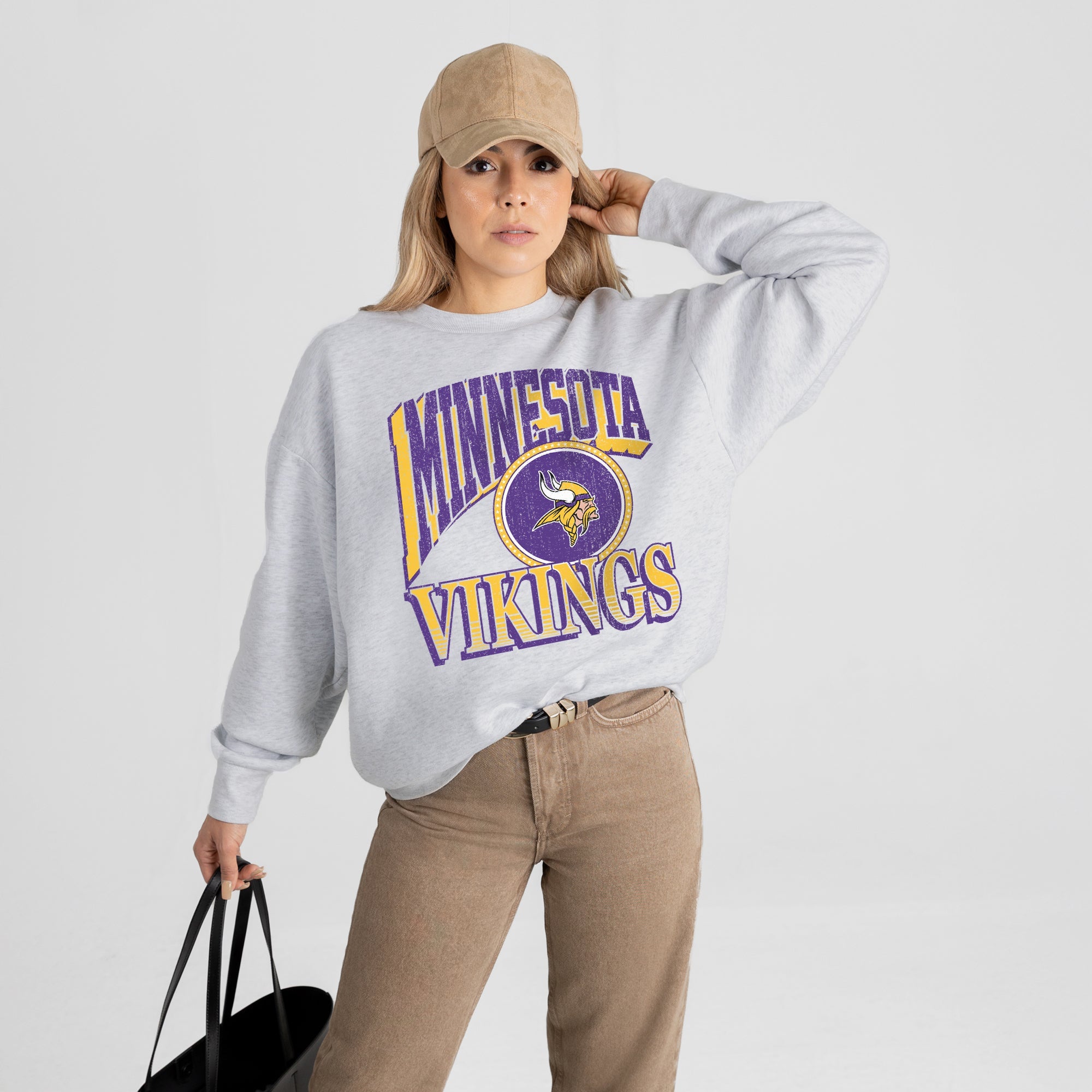 MINNESOTA VIKINGS GAME ON PREMIUM FLEECE DROP SHOULDER CREWNECK PULLOVER